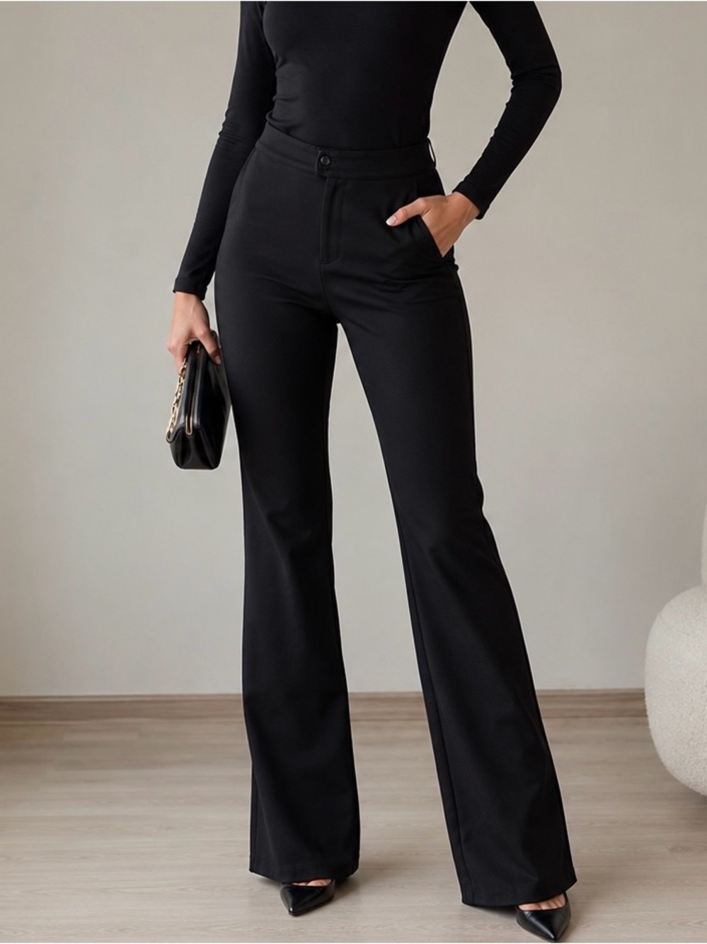 ONLY Brand New Women’s Mid-Rise Black Flare Leg Dress Pants Size M